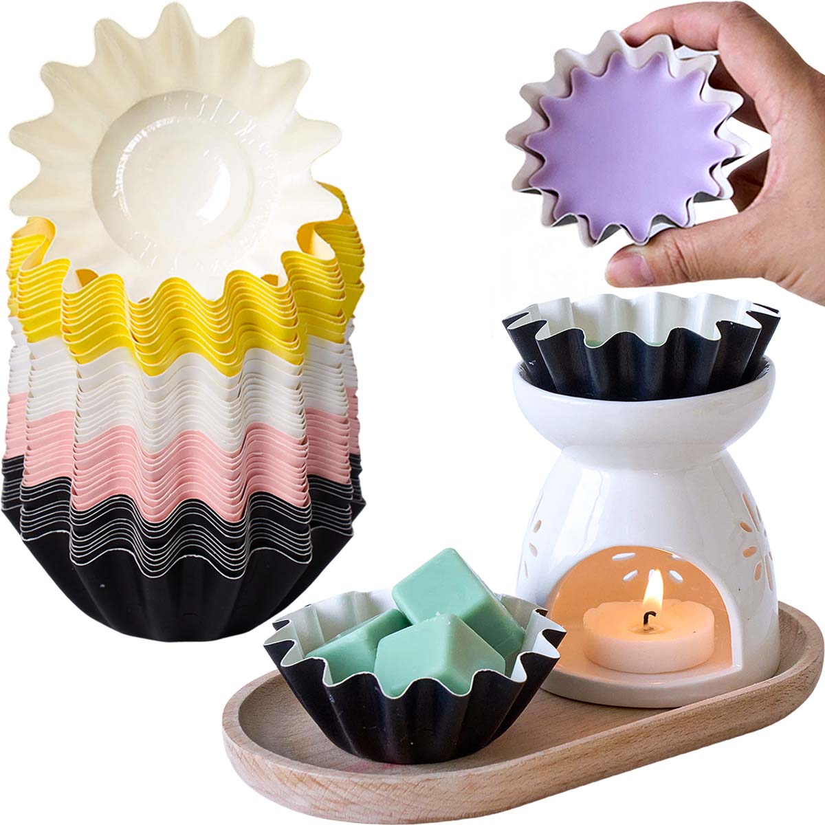 Home Fragrance Edg - 10pcs Nampan Kertas Berlapis Lilin Tepi